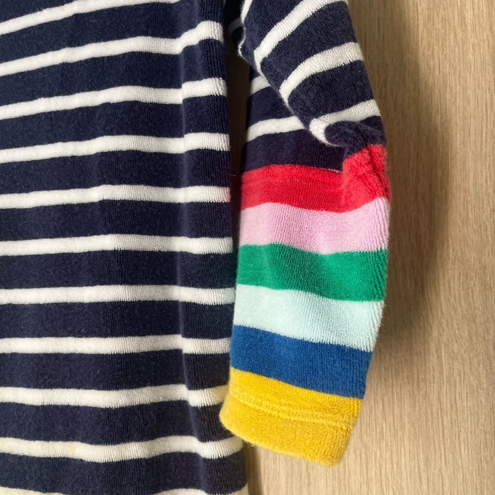 Boden Navy and White Striped towel with Yellow Accents